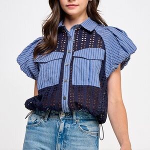 Blue Striped Women's Top